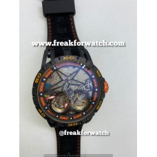 Roger Dubuis Double Tourbillon Excalibur Skeleton Automatic Orange Dial Watch