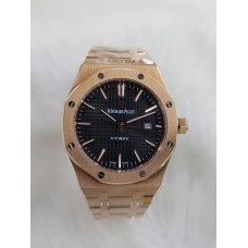 Audemars Piguet Royal Oak ETA Automatic Rose Gold Black Dial Watch