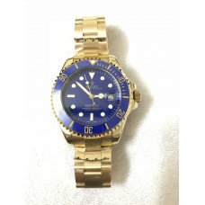 Rolex Date Submariner Automatic Full Gold Blue Dial Watch